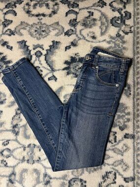 Pilcro and the Letterpress Skinny Jeans in Mid Blue